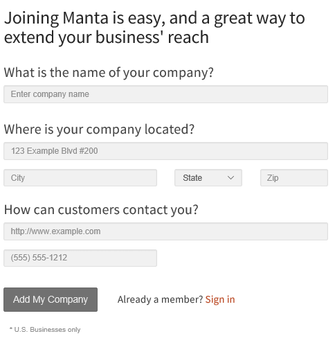 Add Business to Manta 3 TribeLocal