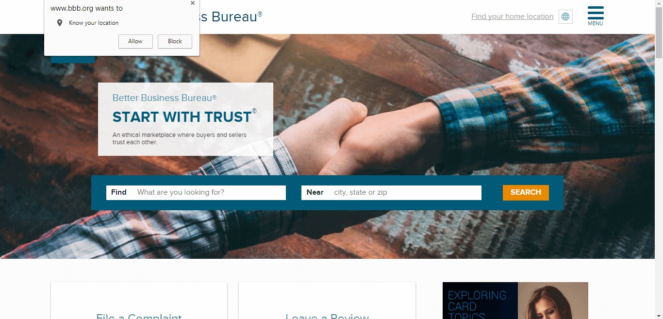 Add Business to Better Business Bureau Step1