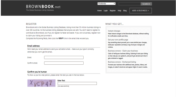 Add Business to BrownBook Step1