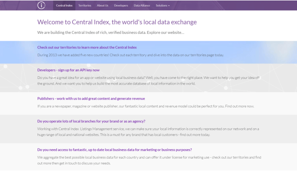 Add Business to Central Index Step1