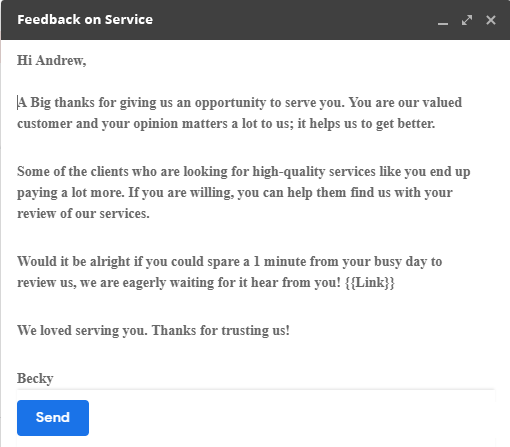 Email Templates for requesting online reviews 2