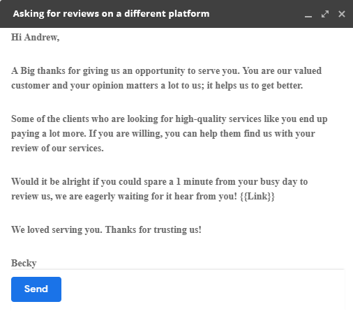 Email Templates for requesting online reviews 3